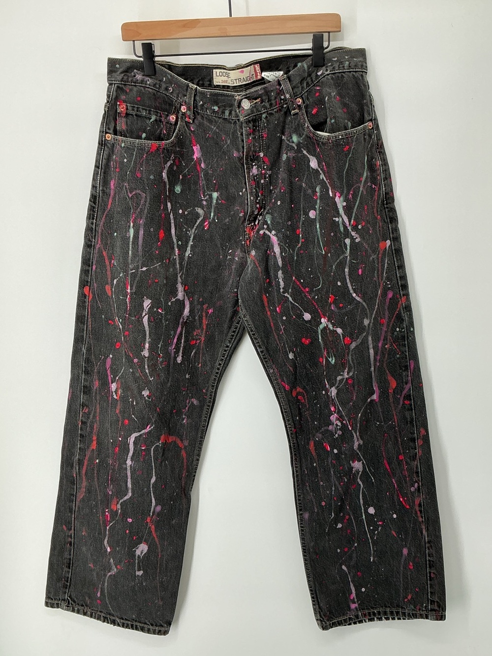 Levi’s 569 Loose Straight Custom Paint Splatter Jeans Black W36 L30